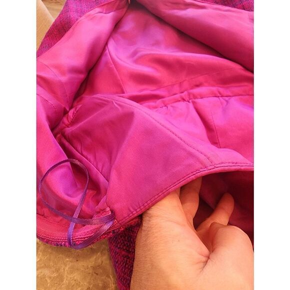 Trina Turk strapless peplum  fuschia tweed mini dress size 12 - Picture 10 of 11